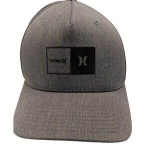 Hurley Flexfit Baseball Cap Gray L XL Embroidered Logo Baseball Hat Men